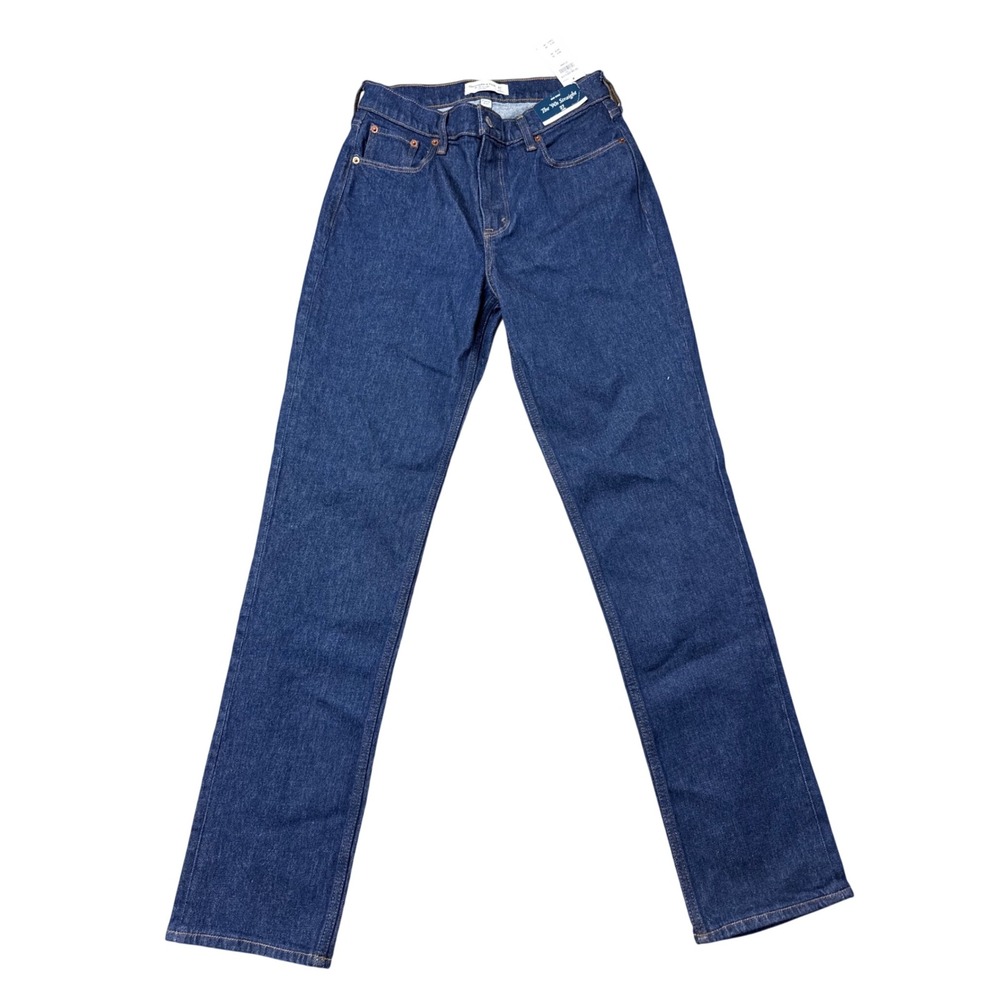 Abercrombie & Fitch The 90s Straight Jeans Women 27 L Dark Wash NWT Curve Love